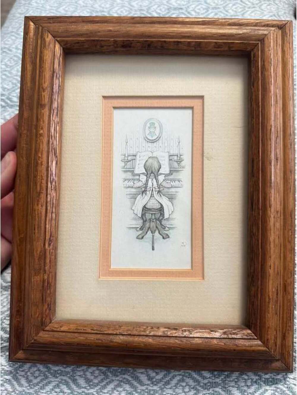 Framed Girl at Piano Illustration